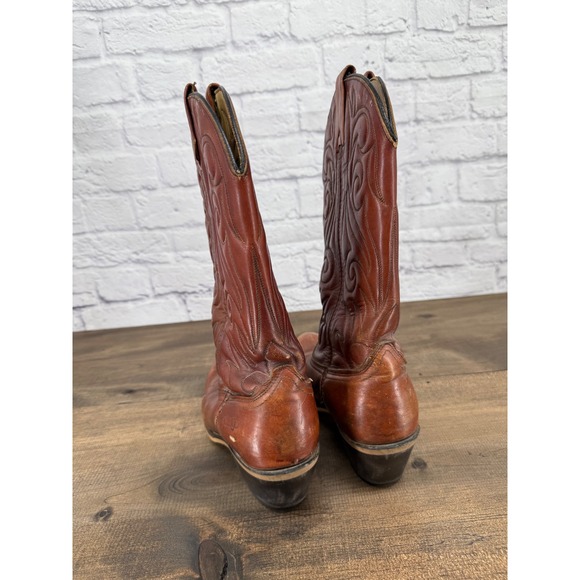 Dingo Mens Leather Western Cowboy Boots Brown Size 9 D Boho Festival Rodeo - Picture 3 of 11